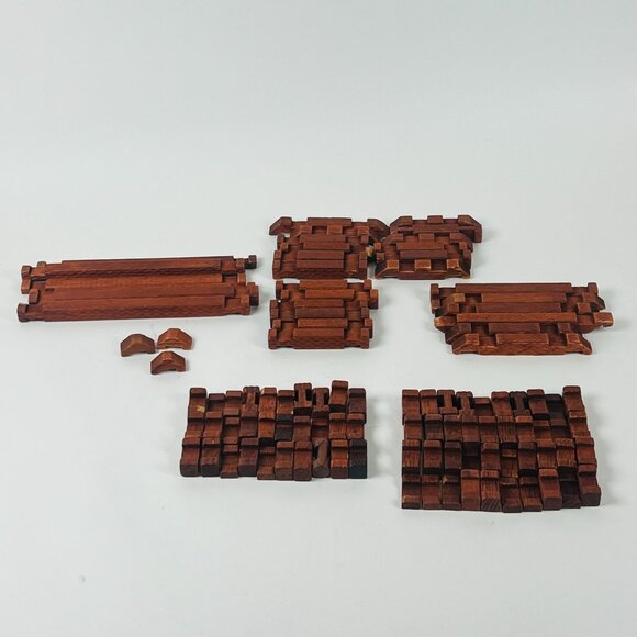 Wooden Building Blocks 96 pc Mixed Interlocking Pieces Creative Build Set - Picture 1 of 7